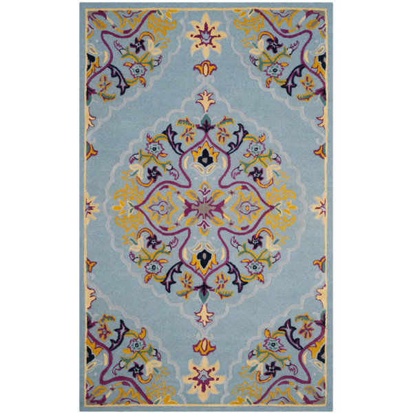 Bungalow Rose Blokzijl Oriental Handmade Tufted Wool Light Blue Area